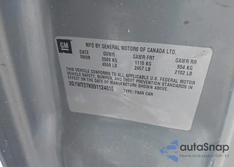 2009 Chevrolet Impala Lt from USA, damaged, VIN 2G1WT57K891124016